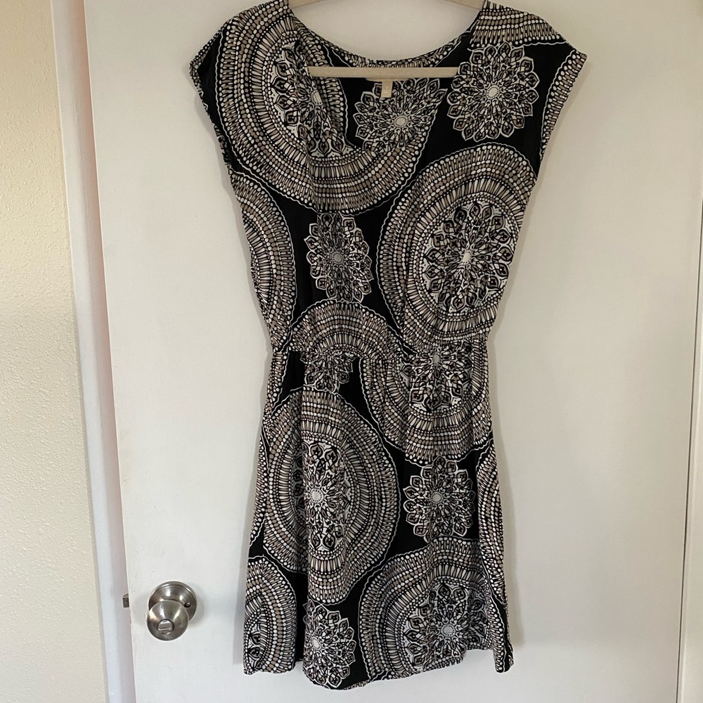 Banana Republic Boho Dress Black and White Mandala Mini Dress Small